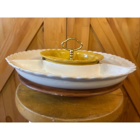 Vtg California Pottery 5 Piece Dip Set turntable Collectible Decor (5612) - Picture 4 of 16